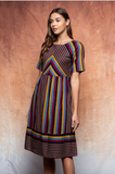 Multi-Stripe Midi Dress
