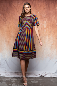 Multi-Stripe Midi Dress